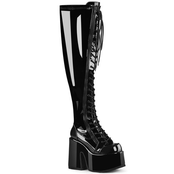Gothic Platform Wide Calf Lace Up Thigh High Boots - Picture 2 of 5